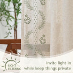 jinchan Belrose Linen Curtains for Bedroom Floral Curtains 90 Inch Length Linen - Image 5