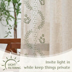 jinchan Belrose Linen Curtains for Bedroom Floral Curtains 108 Inch Length - Image 5