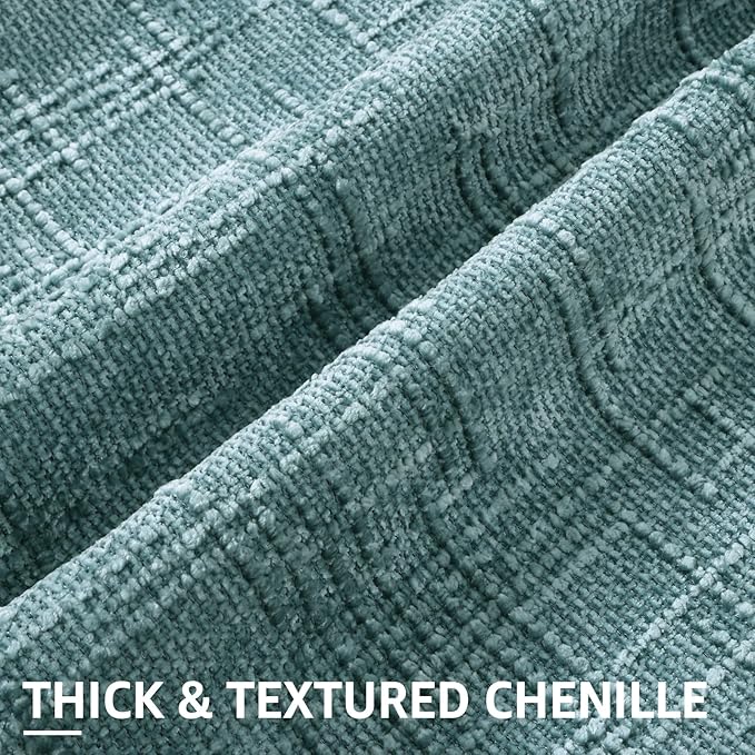 decorUhome Summer Teal Chenille Euro Sham Throw Pillow Covers 22x22 Set of 2 - Image 2