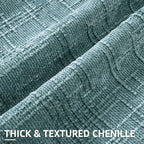 decorUhome Summer Teal Chenille Euro Sham Throw Pillow Covers 22x22 Set of 2 - Image 2