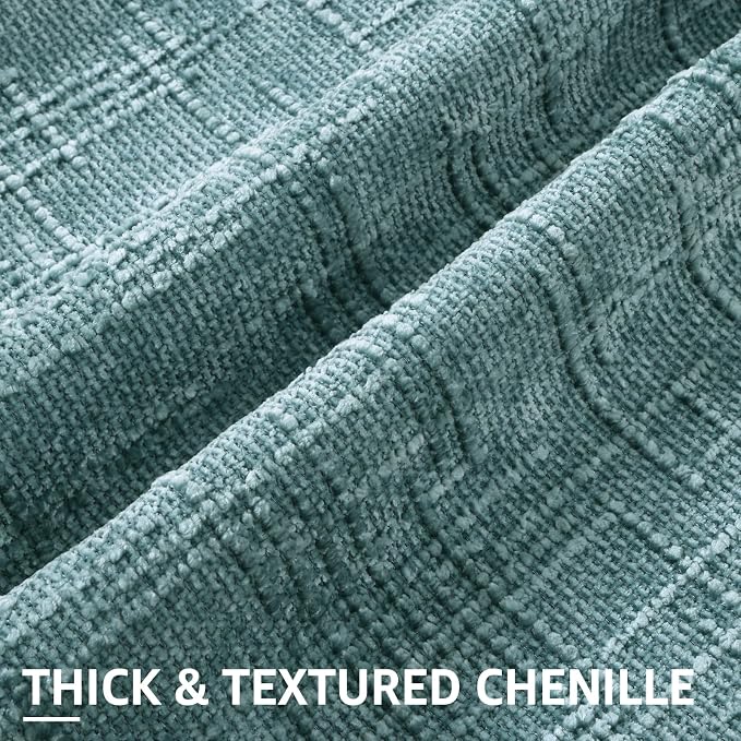 decorUhome Summer Teal Chenille Euro Sham Throw Pillow Covers 26x26 Set of 2 - Image 2