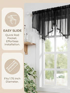 Molaxhome Swag Curtain 51 inch Length Rod Pocket Scalloped Curtain Valance - Image 4
