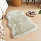 AMTOVO Faux Fur Rug, Light Grey Small Area Rug, Fluffy Sheepskin Rug, Fuzzy - Image 4