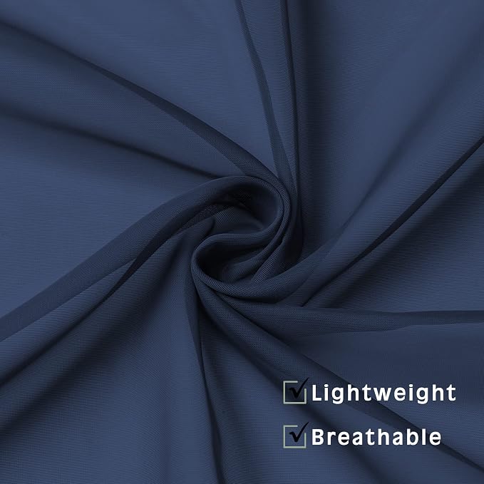 OVZME Navy Blue Sheer Curtains 2 Panels - Image 7