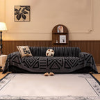 HANDONTIME Dark Grey Sofa Cushion Covers Boho Couch Sofa Covers Short Plush by HANDONTIME