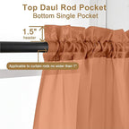 Chyhomenyc Orange Sheer Curtains 63 Inch Length 2 Panels, Light Filtering Airy - Image 3
