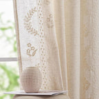 jinchan Belrose Linen Curtains for Bedroom Floral Curtains 90 Inch Length Linen by JINCHAN