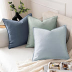 MIULEE Decorative Linen Pillow Covers 18x18 Inch Blue Ashes Boho Farmhouse - Image 4
