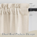 RYB HOME Cafe Curtains 24 inches Length, Linen Sheer Short Curtains - Image 2