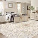 Area Rugs 9x12 Vintage Rug: Large Washable Living Room Rug Retro Medallion - Image 3