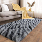 Soft Runner Rugs for Bedroom Hallways, 2x6 Black and White Fluffy Shag Throw - Image 3