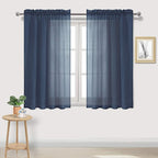 DWCN Navy Blue Sheer Curtains Semi Transparent Voile Rod Pocket Curtains by DWCN