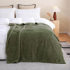 Olive Green Fleece Throw Blanket 108”×90” - Image 2