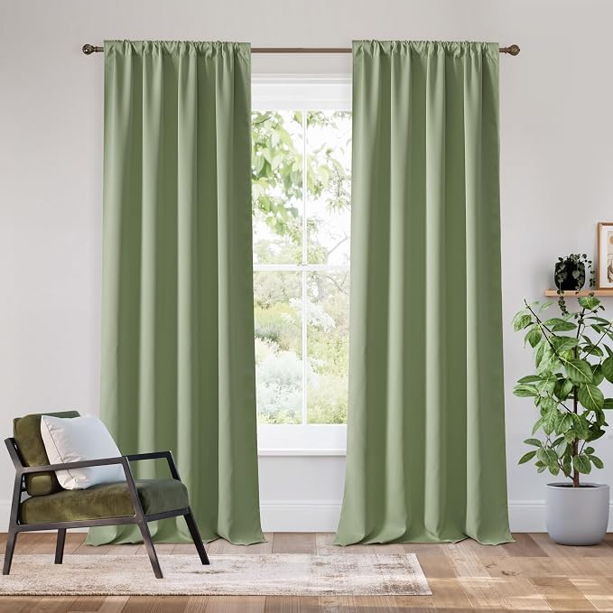 RYB HOME Bedroom Blackout Curtains 84 inches Long, 100% Blackout Thermal by RYBHOME