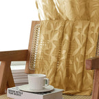 Lecloud Leia Dark Gold Sheer Kitchen Curtains 24 Inch Length 2 Pcs, Jacquard - Image 3
