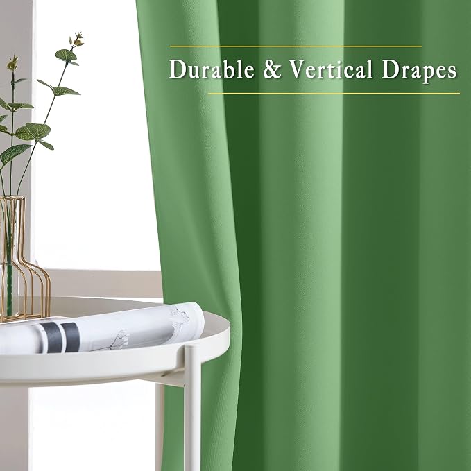 NICETOWN Forest Green Blackout Bedroom Curtains 96 inches Long, Grommet Thermal - Image 5