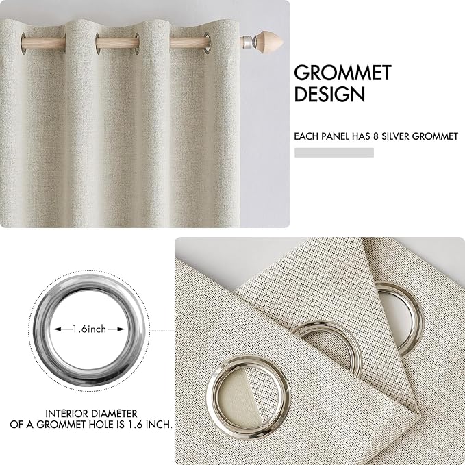 MIULEE 100% Blackout Linen Textured Curtains - Image 4