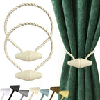 Hion Magnetic Curtain Tiebacks Beige 2pcs, Curtain Tiebacks Buckles Holdbacks by Hion