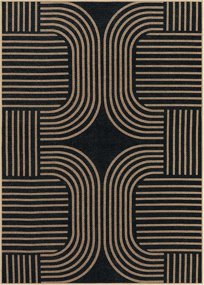 Lahome Enfys Modern Geometric Outdoor Easy Jute Rug, 5x7 Patio Living Room Rug - Image 7