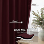 Guken Burgundy 100% Blackout Linen Curtains 84 Inch Length 2 Panels Set - Image 4