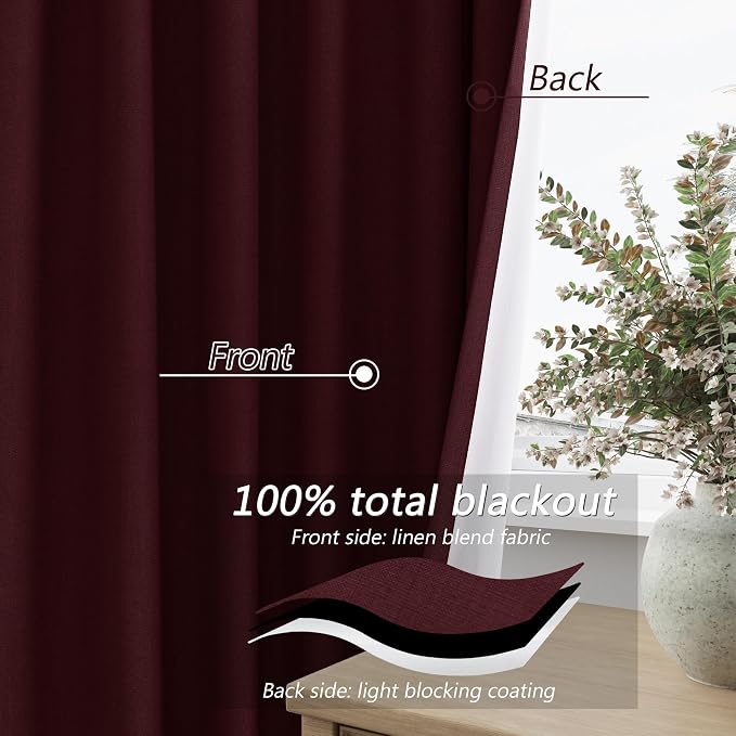 Guken 100% Blackout Curtains 63 Inch Length 2 Panels Set - Image 4