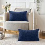 MIULEE Pack of 2 Couch Throw Pillow Covers 12x20 Inch Spring Soft Navy Chenille - Image 5