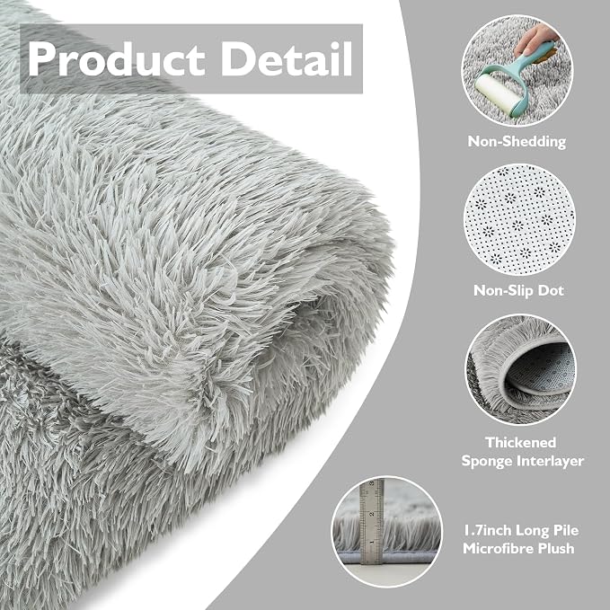 yulidayang Soft Round Area Rug for Kids Bedroom, Fluffy Fuzzy Shaggy Rug - Image 3