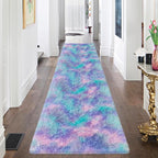 Super Soft Fluffy Living Room Area Rug 2x8 ft Purple Rainbow Tie-Dyed Shaggy - Image 2