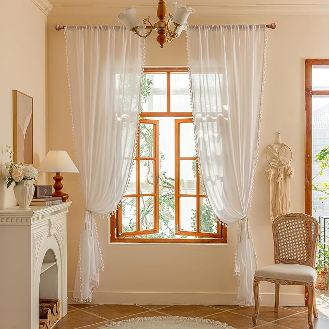 MYSKY HOME 84 inches Length White Curtains - Image 7