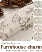 jinchan Floral Linen Curtains for Living Room 96 Inch Length Butterfly Curtain - Image 8