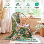MSGKV Boho Throw Blanket for Couch Cotton Floral Blanket 50"x60" for Sofa Chair - Image 2