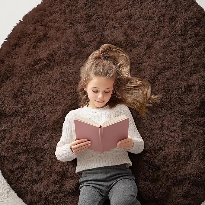 OLANLY Coffee Round Rugs for Bedroom by OLANLY