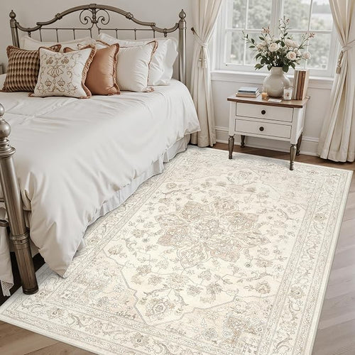 6x9 Area Rugs for Living Room: Vintage Boho Neutral Washable Rug Indoor Soft - Image 2