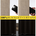 NICETOWN Burlap Vintage Open Linen Weave Flax Thermal Curtains, 100% Blackout - Image 5