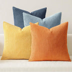 MIULEE Pack of 4 Blue-Orange Corduroy Decorative Throw Pillow Covers 18x18 Inch by MIULEE