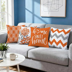 Hexagram Geometric Orange Pillow Covers 18x18 Set of 4, Decorative Outdoor Boho - Image 7