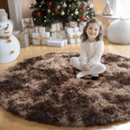 Amdrebio Tie-Dyed Brown Round Circle Rugs 4Ft - Image 4