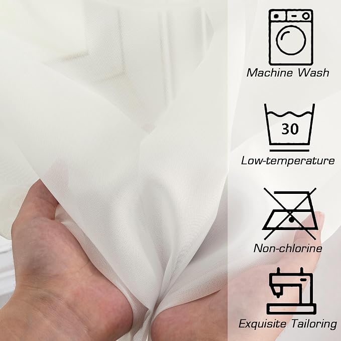Simplebrand Ivory Sheer Kitchen Curtains - Image 7