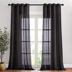 NICETOWN Black Curtains Linen Sheer Textured, Grommet Semi Sheer Linen Blend by NICETOWN
