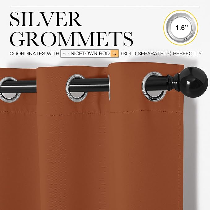 NICETOWN Bedroom Curtains 63 inches Long, Privacy and Thermal Insulated - Image 3