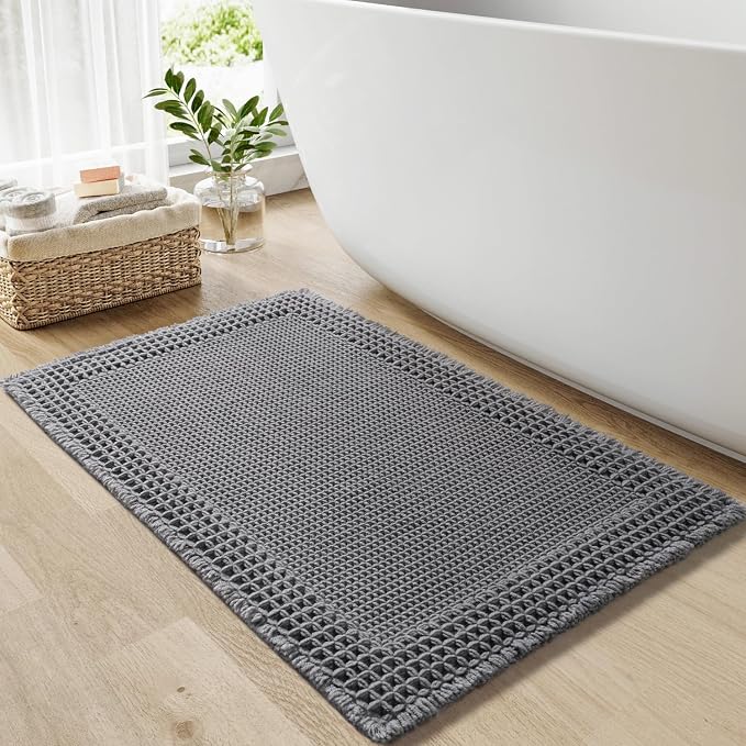 RESARE Waffle Bath Mat for Bathroom, Super Absorbent Bathroom Rugs Non Slip by Resare
