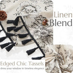jinchan Linen Blend Curtain Floral Curtains - Image 3