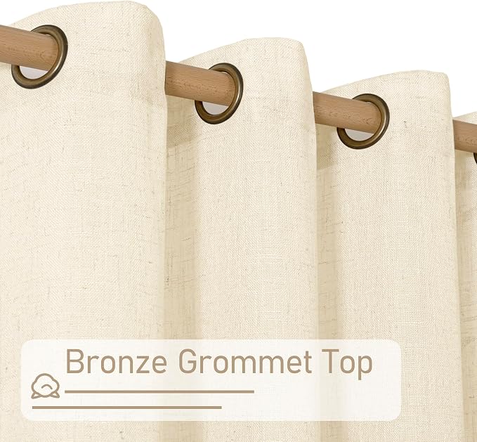 LAMIT Beige Linen Curtains 54 Inches Long - Image 3
