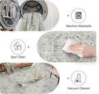 5x7 Area Rugs Grey Low Pile Indoor Washable Trendy Faded Style Floral Rugs - Image 4