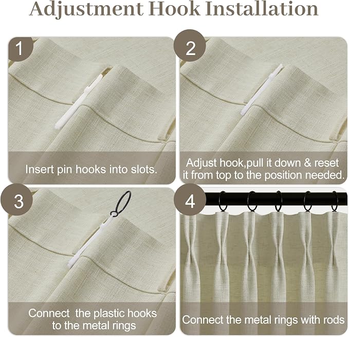 IVAPUPU Linen Pinch Pleated 84 Inch Curtains - Image 7