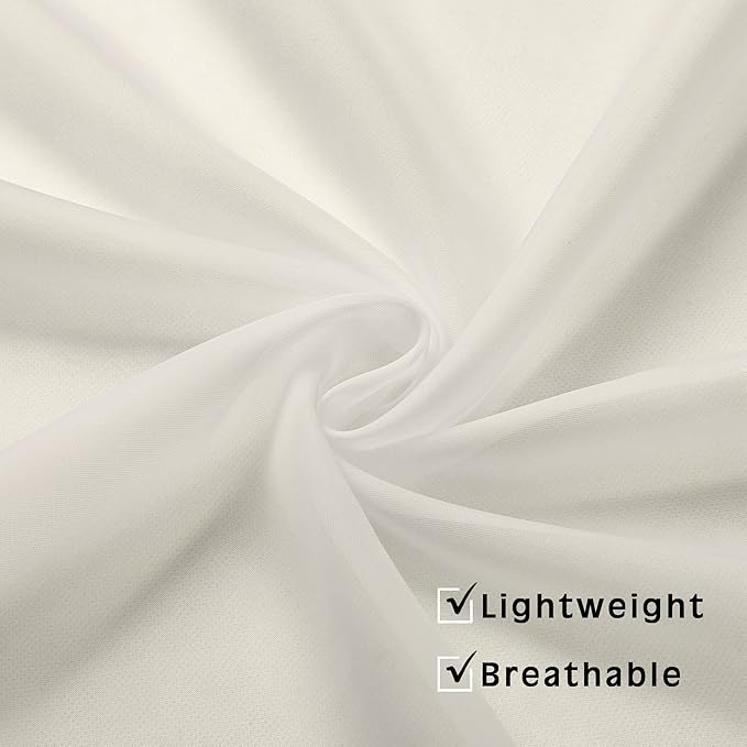OVZME Sheer Curtains Ivory 45 inches Long Kitchen Curtains, Rod Pocket Clean - Image 4