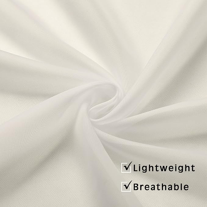 OVZME Sheer Ivory Curtains Light Filtering Window Drapes - Image 4