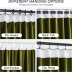 RYB HOME Moss Green Velvet Curtains 84 inches, Luxury and Soft Velvet Fabric - Image 4