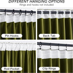 RYB HOME Moss Green Velvet Curtains 96 inches, Luxury and Soft Velvet Fabric - Image 4