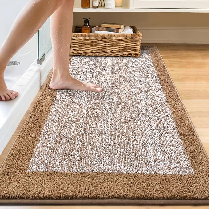 70x24 Long Bathroom Rugs Washable Non Slip, Coffee Bath Mat - Image 2